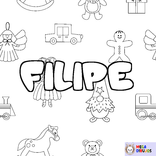 Coloración del nombre FILIPE - decorado juguetes