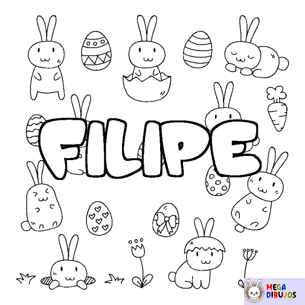 Coloración del nombre FILIPE - decorado Pascua