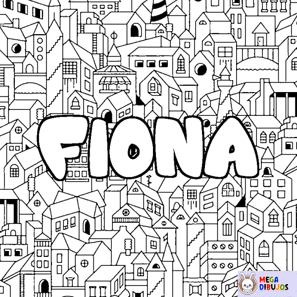 Coloración del nombre FIONA - decorado ciudad