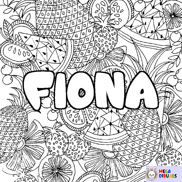 Coloración del nombre FIONA - decorado mandala de frutas