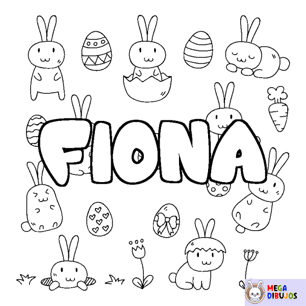 Coloración del nombre FIONA - decorado Pascua