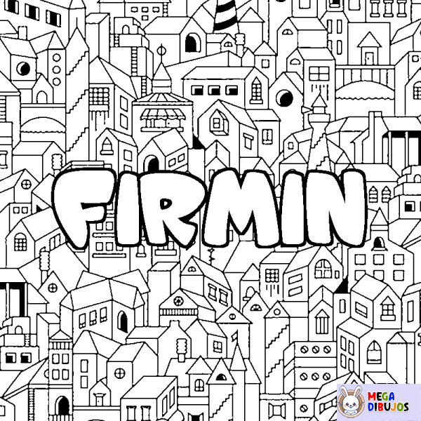 Coloración del nombre FIRMIN - decorado ciudad