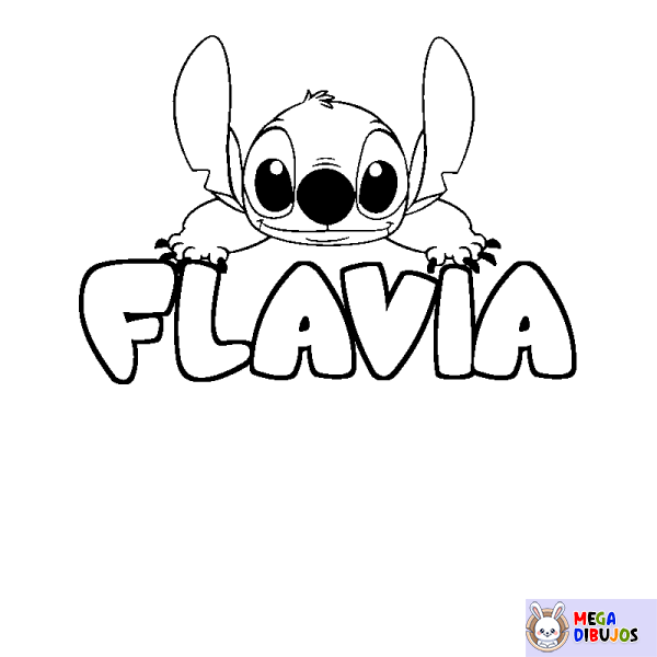 Coloración del nombre FLAVIA - decorado Stitch