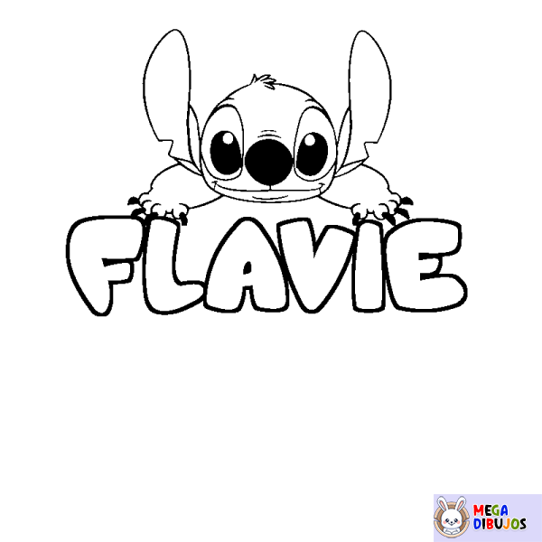 Coloración del nombre FLAVIE - decorado Stitch