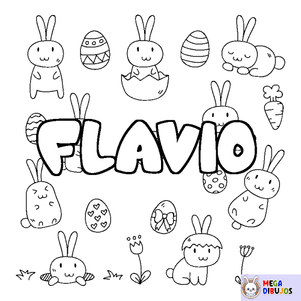 Coloración del nombre FLAVIO - decorado Pascua