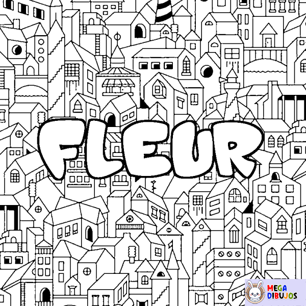 Coloración del nombre FLEUR - decorado ciudad