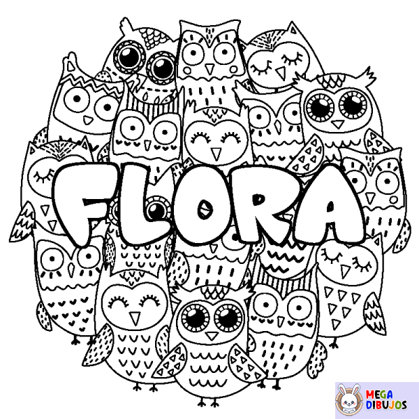 Coloración del nombre FLORA - decorado b&uacute;hos