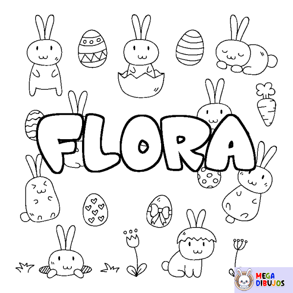 Coloración del nombre FLORA - decorado Pascua