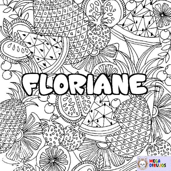 Coloración del nombre FLORIANE - decorado mandala de frutas