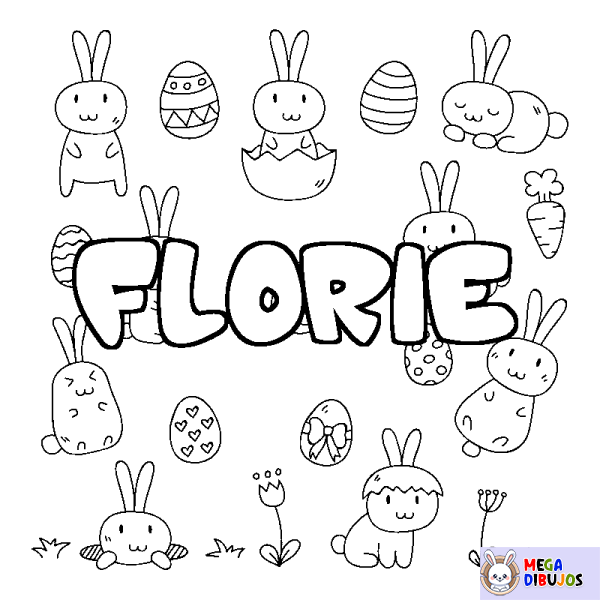 Coloración del nombre FLORIE - decorado Pascua