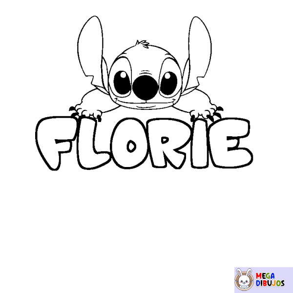 Coloración del nombre FLORIE - decorado Stitch