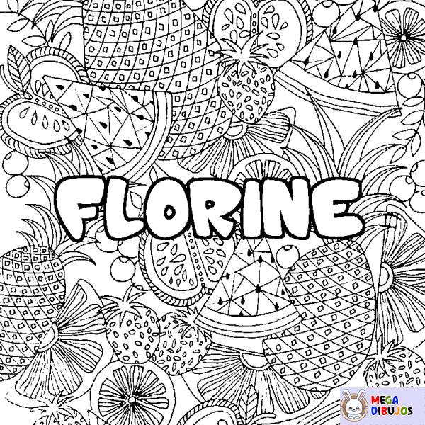 Coloración del nombre FLORINE - decorado mandala de frutas