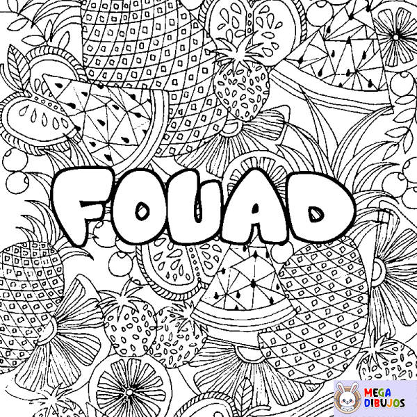 Coloración del nombre FOUAD - decorado mandala de frutas