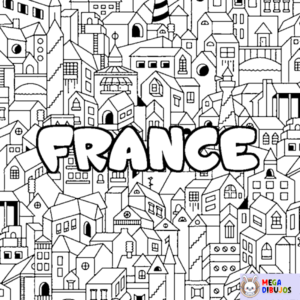 Coloración del nombre FRANCE - decorado ciudad