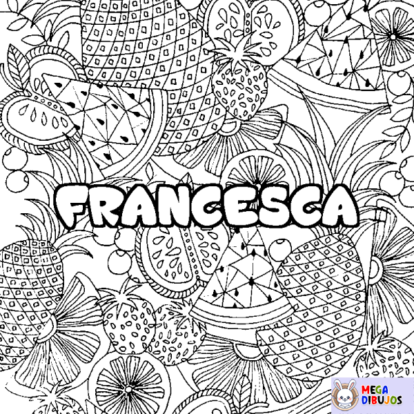 Coloración del nombre FRANCESCA - decorado mandala de frutas