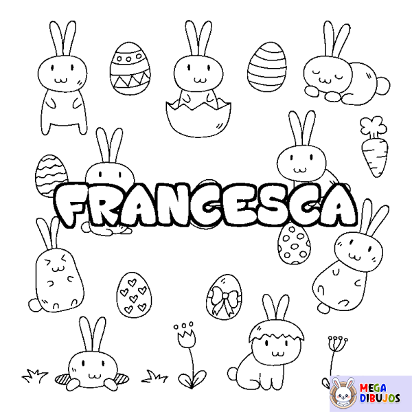 Coloración del nombre FRANCESCA - decorado Pascua