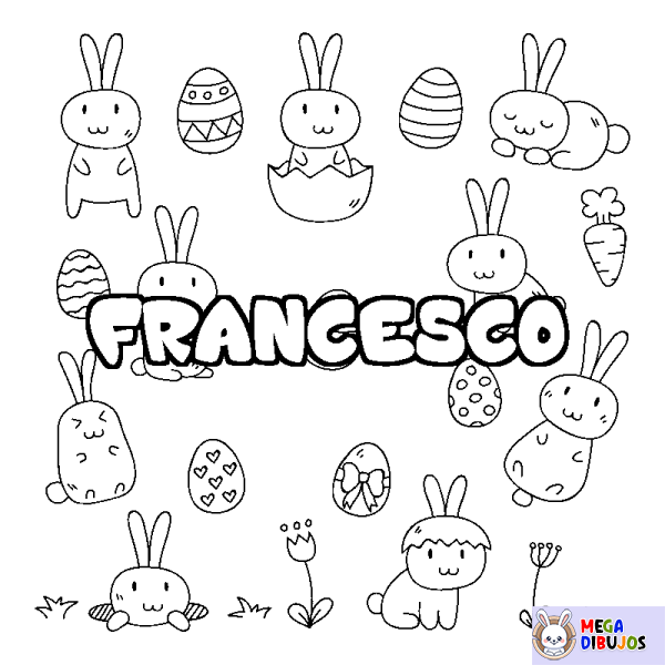 Coloración del nombre FRANCESCO - decorado Pascua