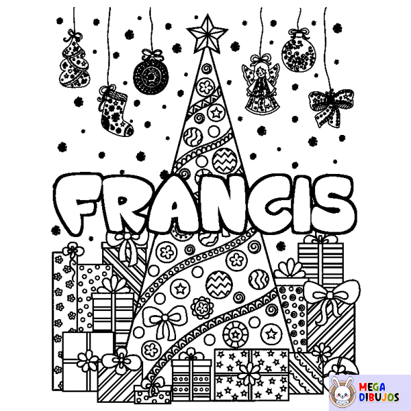 Coloración del nombre FRANCIS - decorado &aacute;rbol de Navidad y regalos