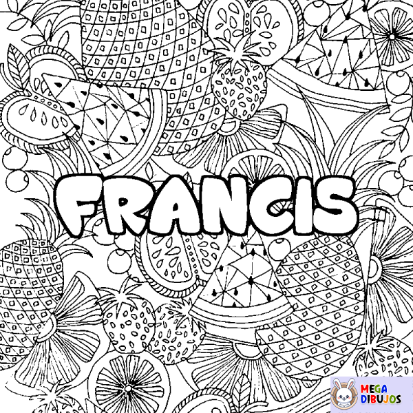 Coloración del nombre FRANCIS - decorado mandala de frutas