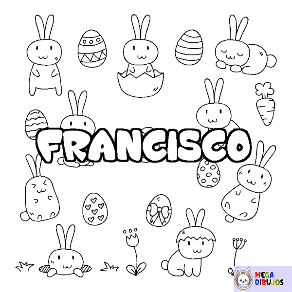 Coloración del nombre FRANCISCO - decorado Pascua