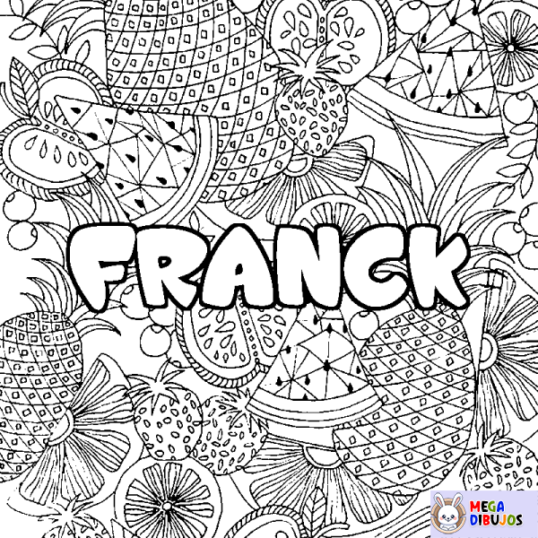 Coloración del nombre FRANCK - decorado mandala de frutas