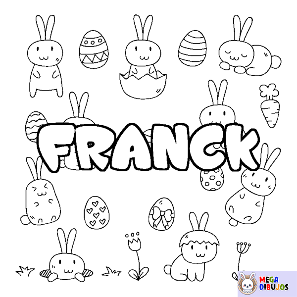 Coloración del nombre FRANCK - decorado Pascua