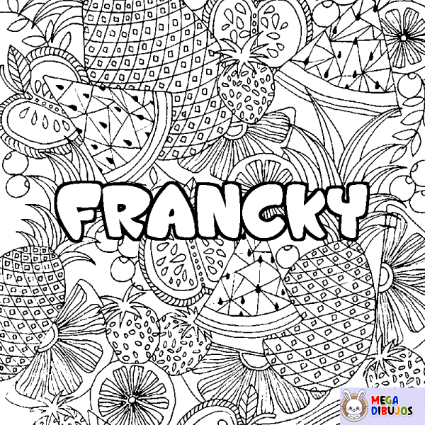 Coloración del nombre FRANCKY - decorado mandala de frutas