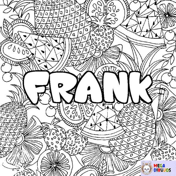 Coloración del nombre FRANK - decorado mandala de frutas