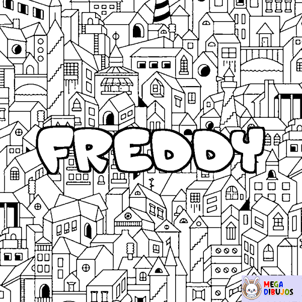 Coloración del nombre FREDDY - decorado ciudad