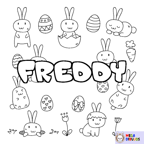 Coloración del nombre FREDDY - decorado Pascua