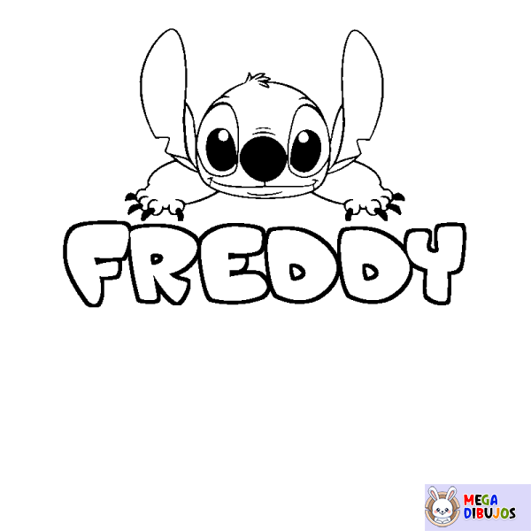 Coloración del nombre FREDDY - decorado Stitch