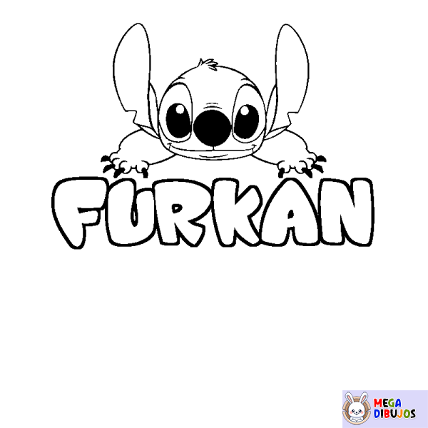 Coloración del nombre FURKAN - decorado Stitch