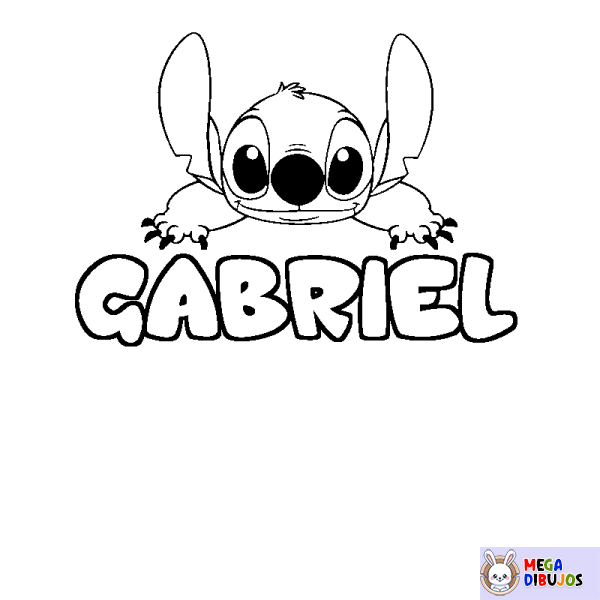 Coloración del nombre GABRIEL - decorado Stitch