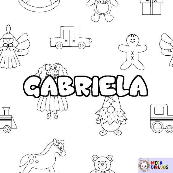 Coloración del nombre GABRIELA - decorado juguetes