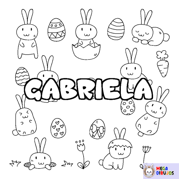 Coloración del nombre GABRIELA - decorado Pascua