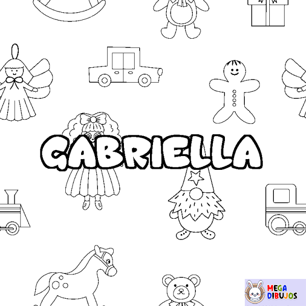 Coloración del nombre GABRIELLA - decorado juguetes