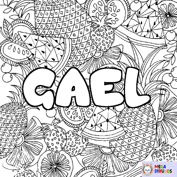 Coloración del nombre GAEL - decorado mandala de frutas