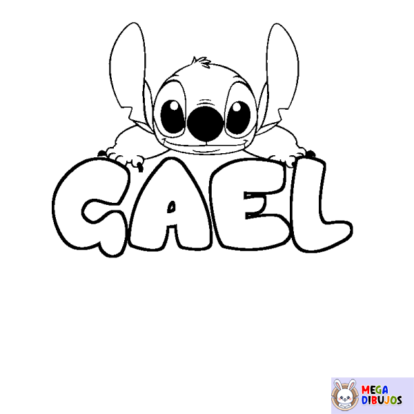 Coloración del nombre GAEL - decorado Stitch