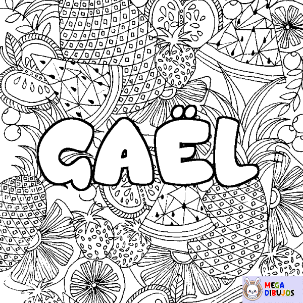 Coloración del nombre GA&Euml;L - decorado mandala de frutas