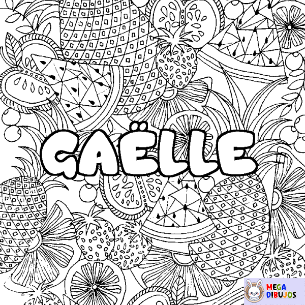 Coloración del nombre GA&Euml;LLE - decorado mandala de frutas