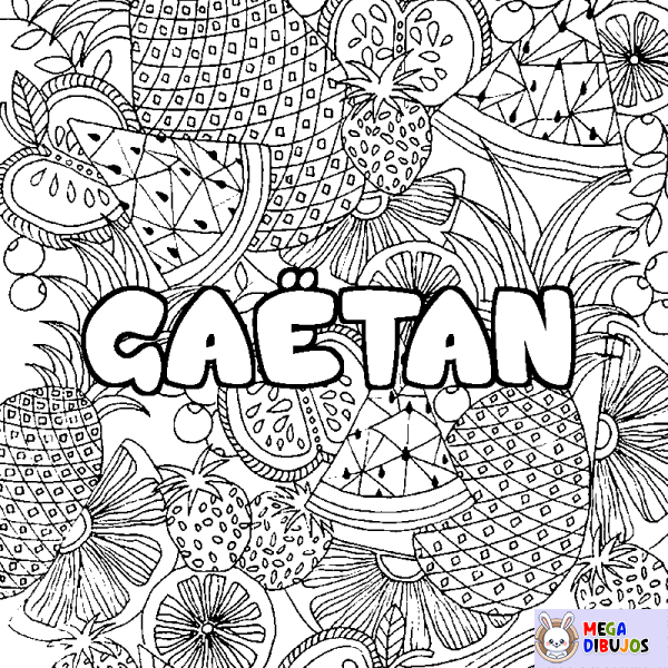 Coloración del nombre GA&Euml;TAN - decorado mandala de frutas