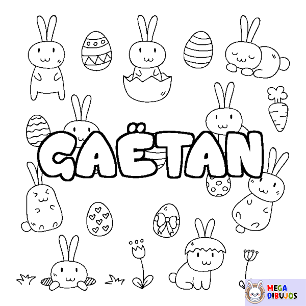 Coloración del nombre GA&Euml;TAN - decorado Pascua