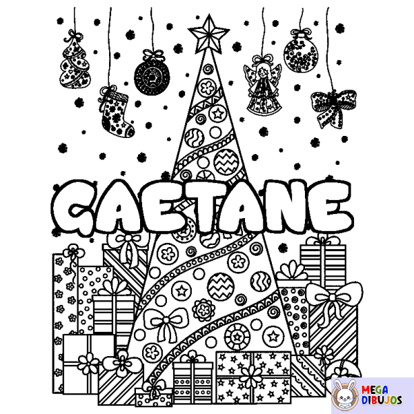 Coloración del nombre GAETANE - decorado &aacute;rbol de Navidad y regalos