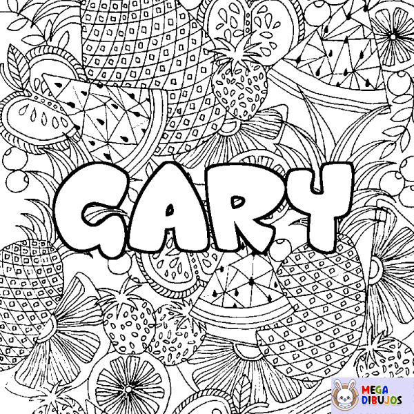 Coloración del nombre GARY - decorado mandala de frutas