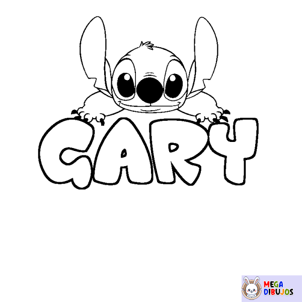 Coloración del nombre GARY - decorado Stitch