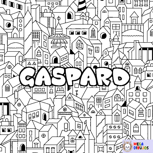 Coloración del nombre GASPARD - decorado ciudad