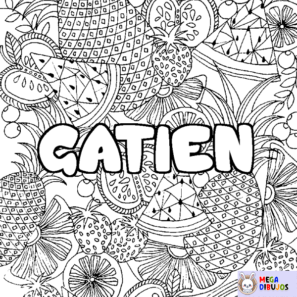 Coloración del nombre GATIEN - decorado mandala de frutas