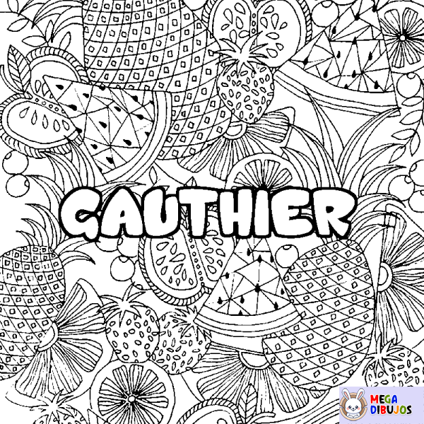 Coloración del nombre GAUTHIER - decorado mandala de frutas