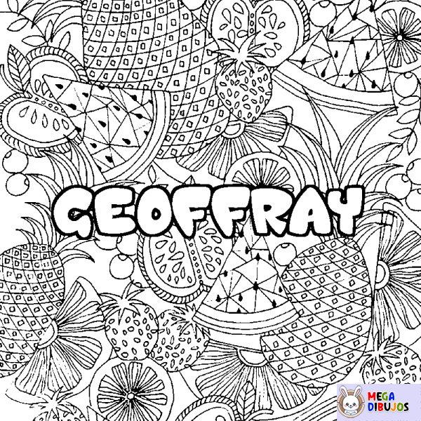 Coloración del nombre GEOFFRAY - decorado mandala de frutas