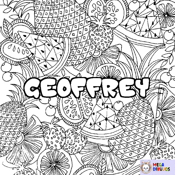 Coloración del nombre GEOFFREY - decorado mandala de frutas